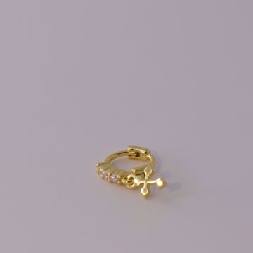 Picture of shine and cross golden huggie earring