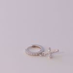 Picture of shine and cross silver huggie earring