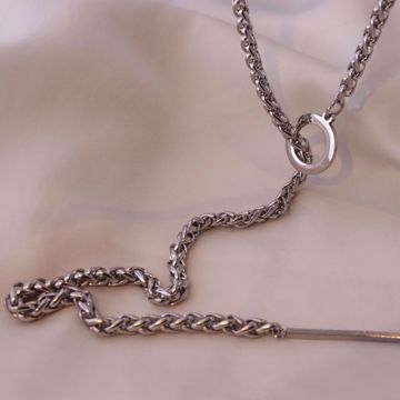Imagem de Rosário wheat chain necklace | silver