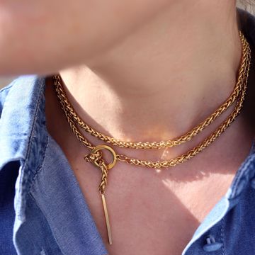 Picture of Rosário wheat chain necklace | golden