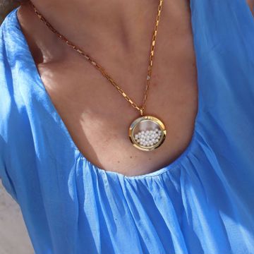 Picture of Pearl & gold locket necklace