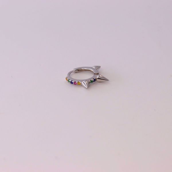 Picture of Rainbow & Spikes huggie earring | silver