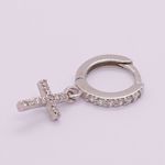 Picture of shine and cross silver huggie earring