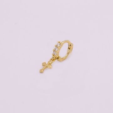 Picture of shine and cross golden huggie earring